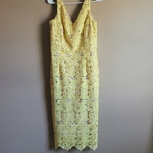 Marina yellow lace midi dress